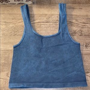 Nux Be Free Mineral Wash Blue Crop Tank Small